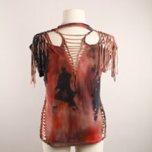 tshirt_fransen_2 Sexy, Upcycling T-Shirt aus Second-Hand Merchandise der Band Nirvana. Mit sexy Cut&Knit Technik eingeschnitten. Passform leger