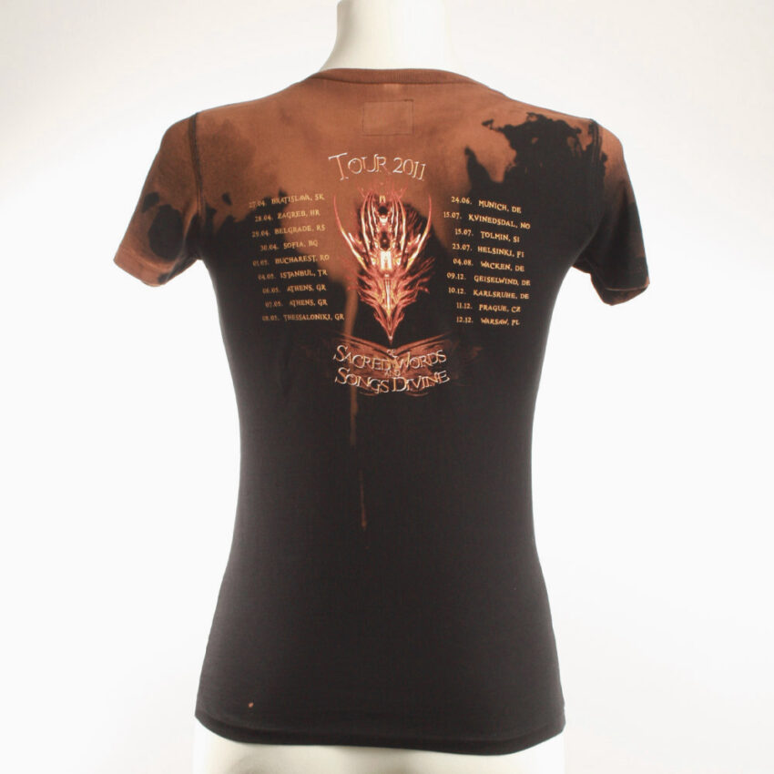 Alextravagant_T-Shirt-Chamaeleon-maronenbraun-gold-schwarz_2 Upcycling T-Shirt aus Second Hand Merchandise mit Chamäleon Stempeldruck von Künstlerin Maren Daniels