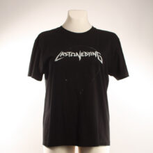 Alextravagant_T-Shirt-Lebensbaum-weiß-gelb-blau-schwarz(M)_2 Upcycling T-Shirt aus Second Hand Merchandise mit Lebensbaum Stempeldruck von Künstlerin Maren Daniels