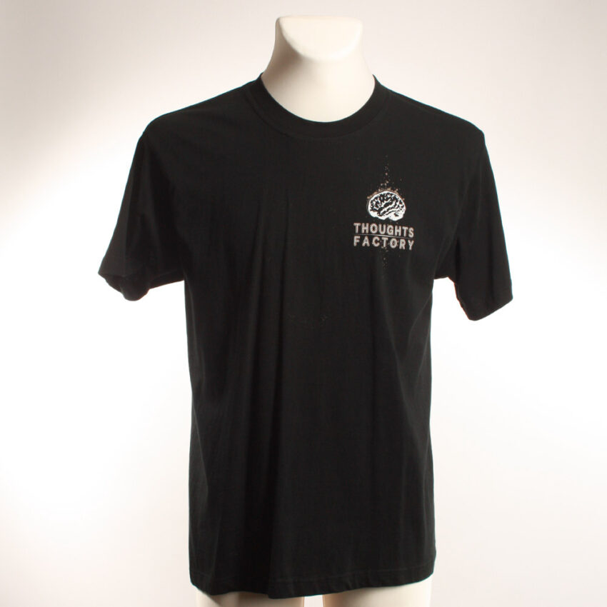 Alextravagant_T-Shirt-Chamaeleon-gelb-weiß-gruen-schwarz(L)_1 Upcycling T-Shirt aus Second Hand Merchandise mit Chamäleon Stempeldruck von Künstlerin Maren Daniels