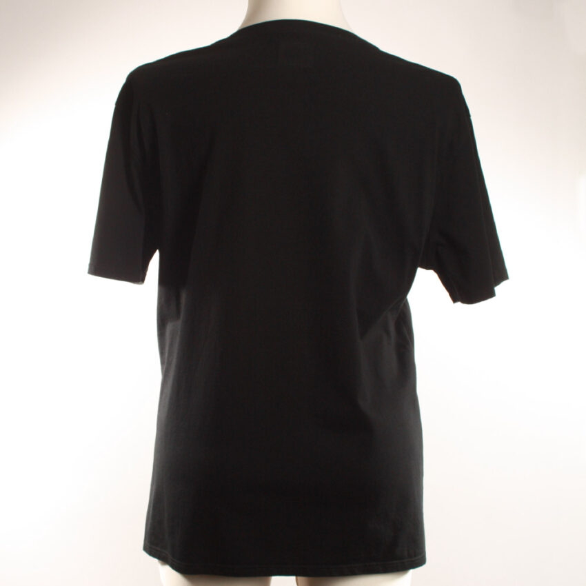 Alextravagant_T-Shirt-Chamaeleon-gruen-weiß-blau-schwarz(Girlie3XL)_3 Upcycling T-Shirt aus Second Hand mit Chamäleon Stempeldruck von Künstlerin Maren Daniels