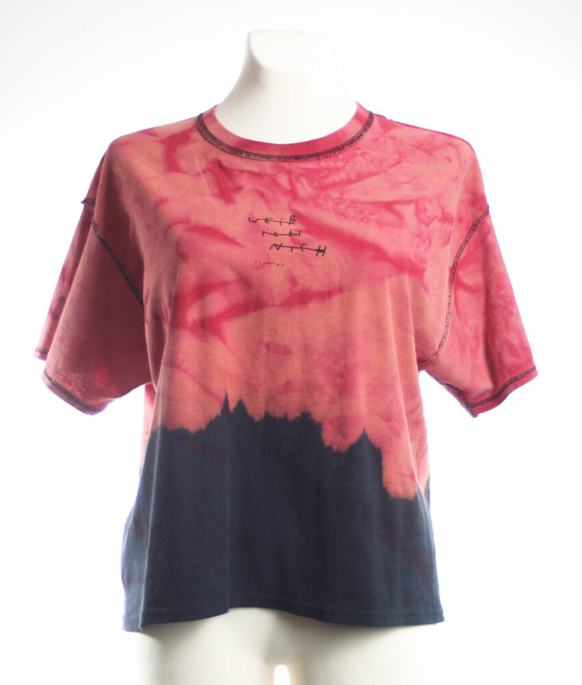 Upcycling T-Shirt aus Second Hand Merchandise mit Motiv "Weiß ich nich" von Künstler und Illustrator Simon Schirmer (Simmmon)