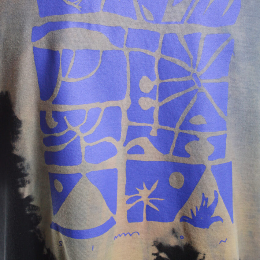 Upcycling T-Shirt aus Second Hand Merchandise mit Motiv "Nimm mich mit" von Künstler und Illustrator Simon Schirmer