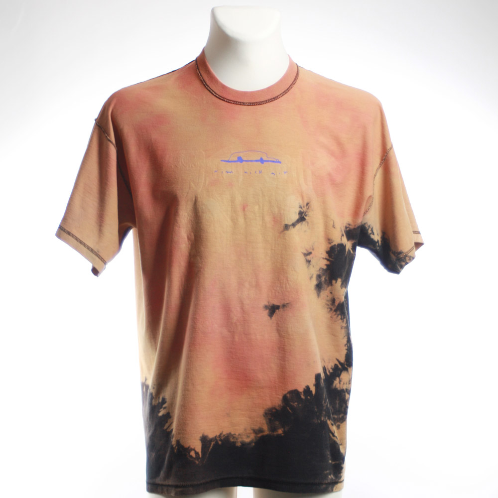 Alextravagant_T-Shirt-Nimm-mich-mit_peach-orange_schwarz-(XL)_1-3 Upcycling T-Shirt aus Second Hand Merchandise mit Motiv "Nimm mich mit" von Künstler und Illustrator Simon Schirmer
