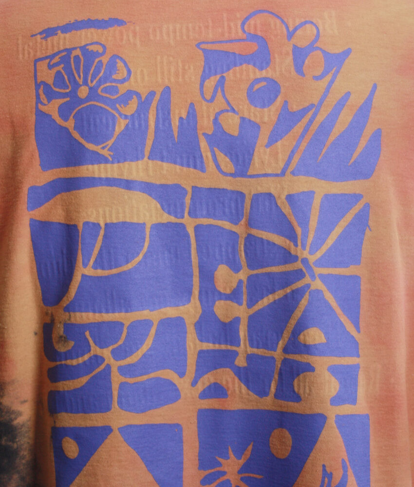 Upcycling T-Shirt aus Second Hand Merchandise mit Motiv "Nimm mich mit" von Künstler und Illustrator Simon Schirmer